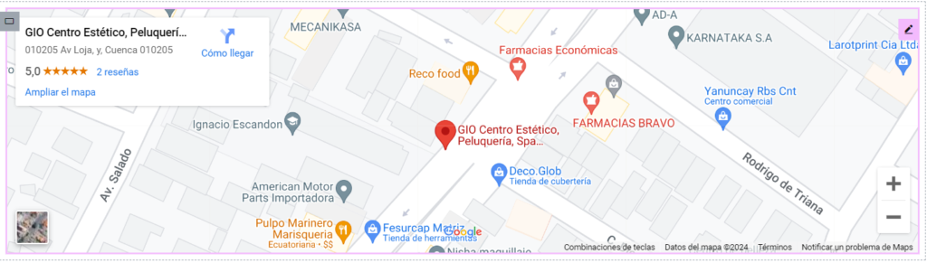 ubicación Gio Centro Estético